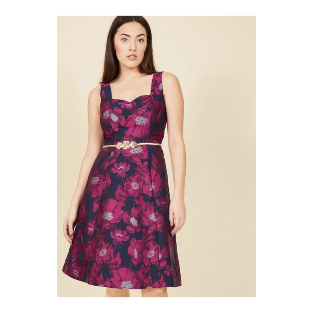 Modcloth Guided by Grandeur A-Line Dress Navy XS